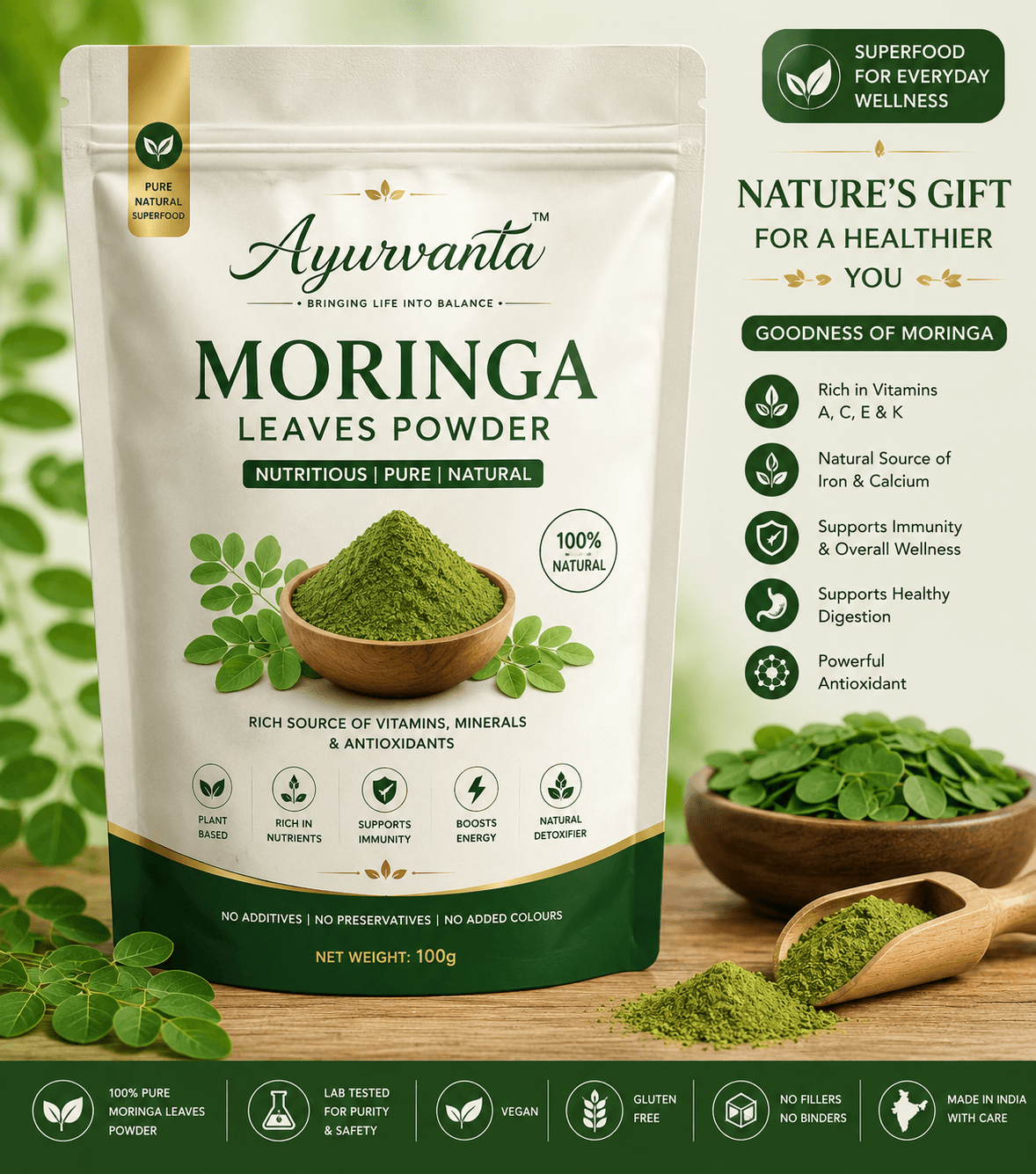 Ayurvanta Moringa Leaves Powder